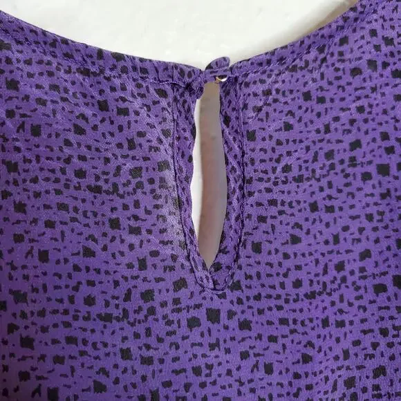 Foreign Exchange 100% Silk Purple + Black Spotted Sleeveless Romper Size XS - Picture 10 of 12